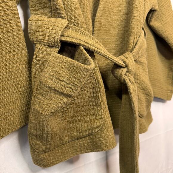MADEWELL Texture & Thread Wrap Jacket Size L Olive Green Casual Boho Cotton - Picture 4 of 12